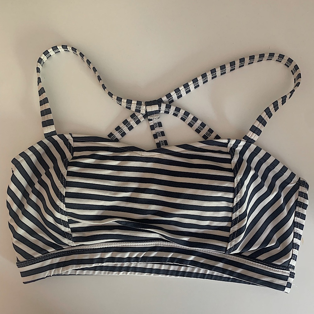 Albionfit swim top strappy blue white stripe XS